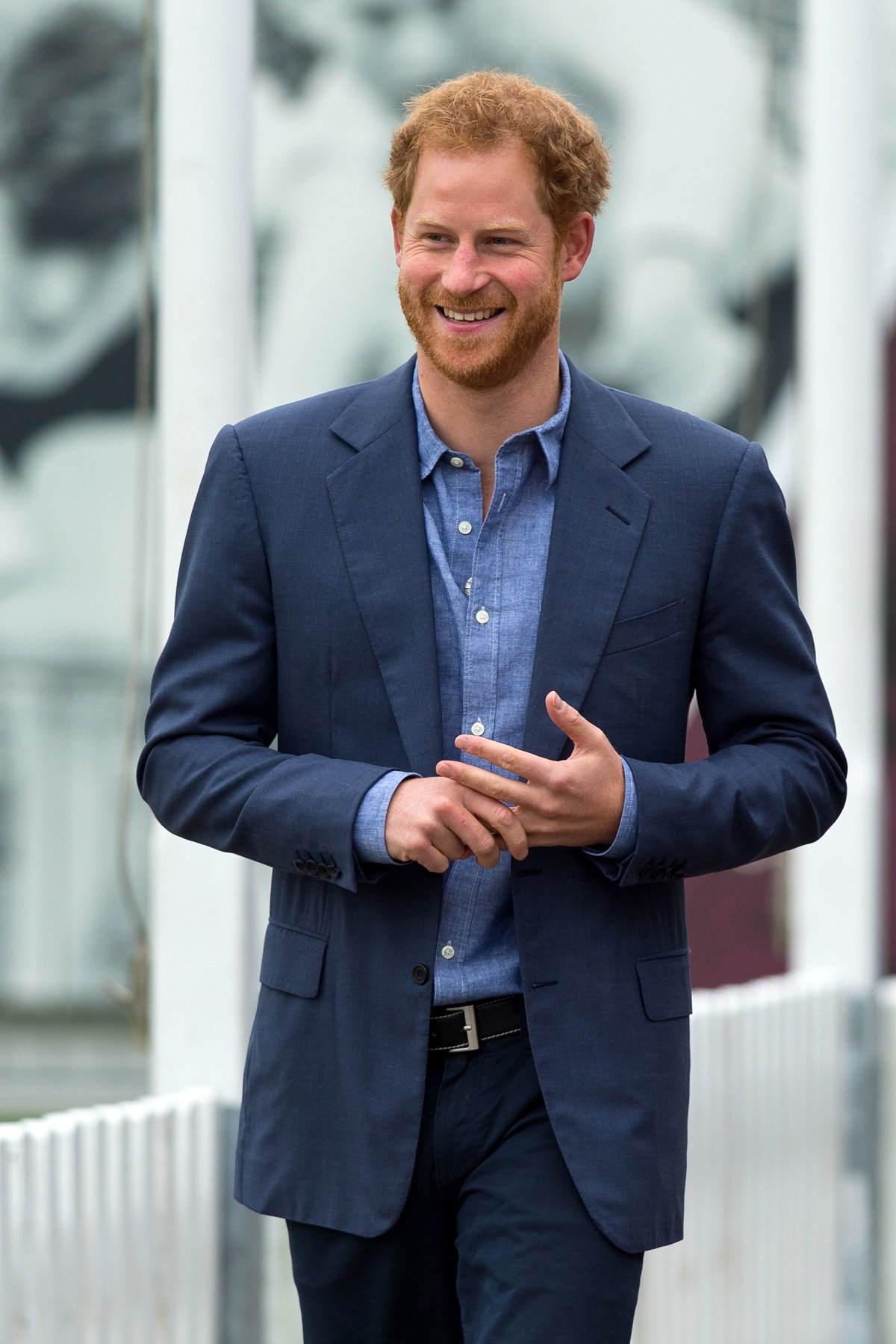 Prince Harry smiling as he takes part in a training session at Lord's Cricket Ground