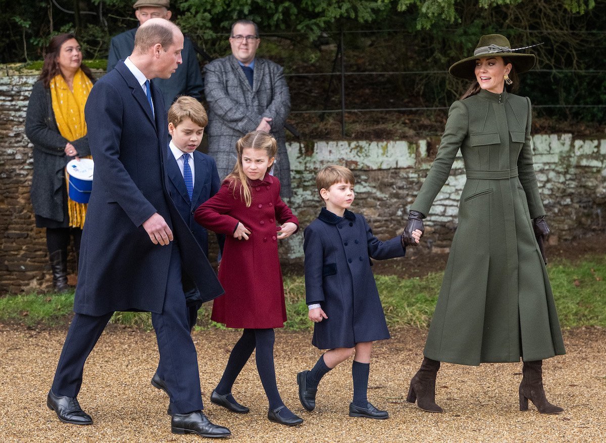 Prince William, Prince George, Princess Charlotte, Prince Louis, and Kate Middleton on Christmas Day 2022