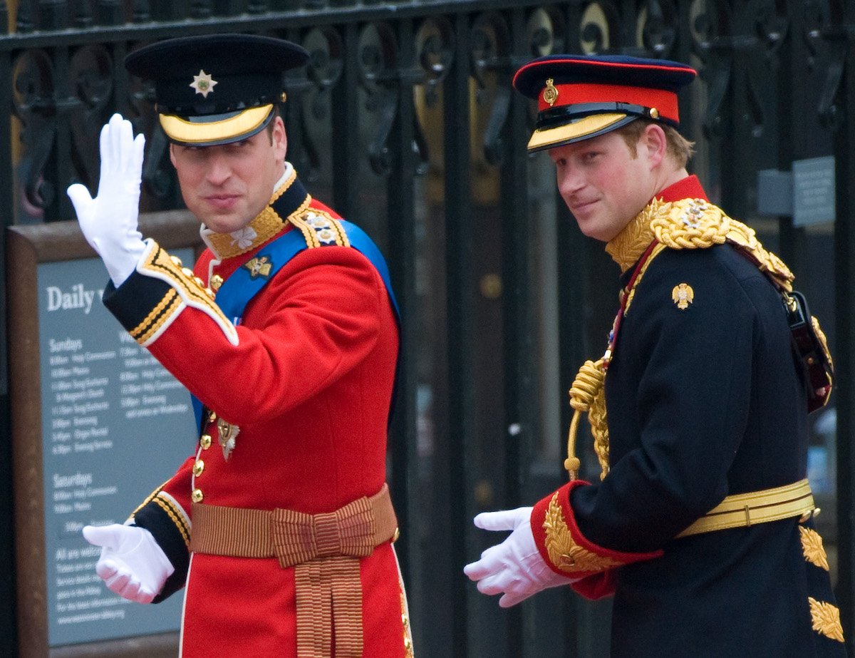 Prince William and Prince Harry, who says in 'Spare' he wasn't Prince William's best man and vice versa, arrive for the royal wedding of Prince William and Kate Middleton