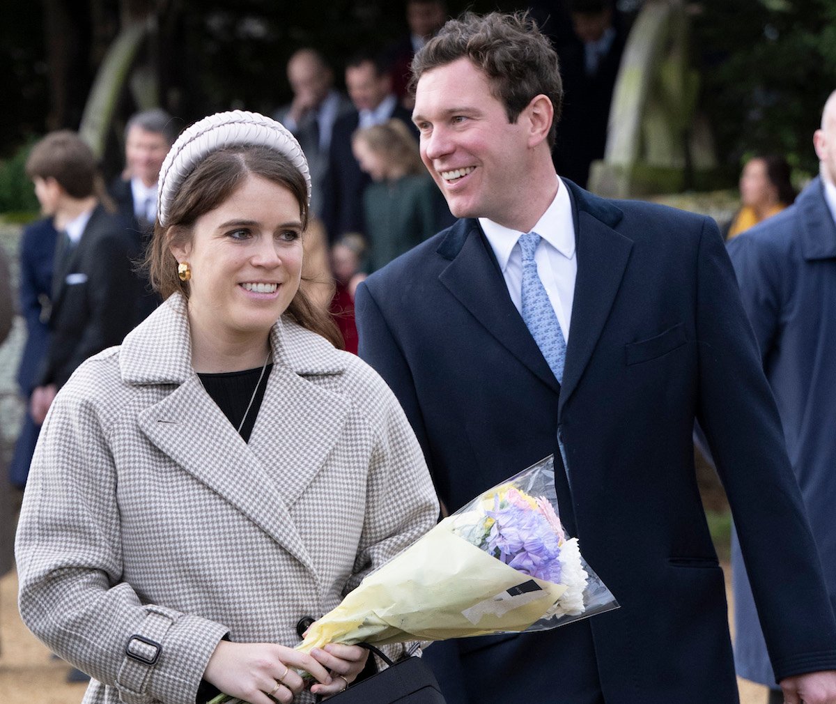 Princess Eugenie, who is an 'added incentive' for Prince Harry and Meghan Markle to attend King Charles III's coronation, walks with and Jack Brooksbank