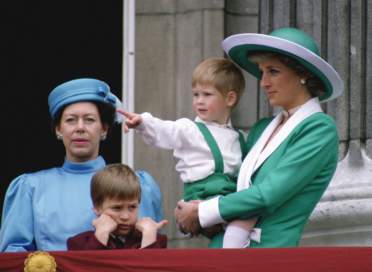 Princess Margaret, Prince Harry, Princess Diana, and Prince William