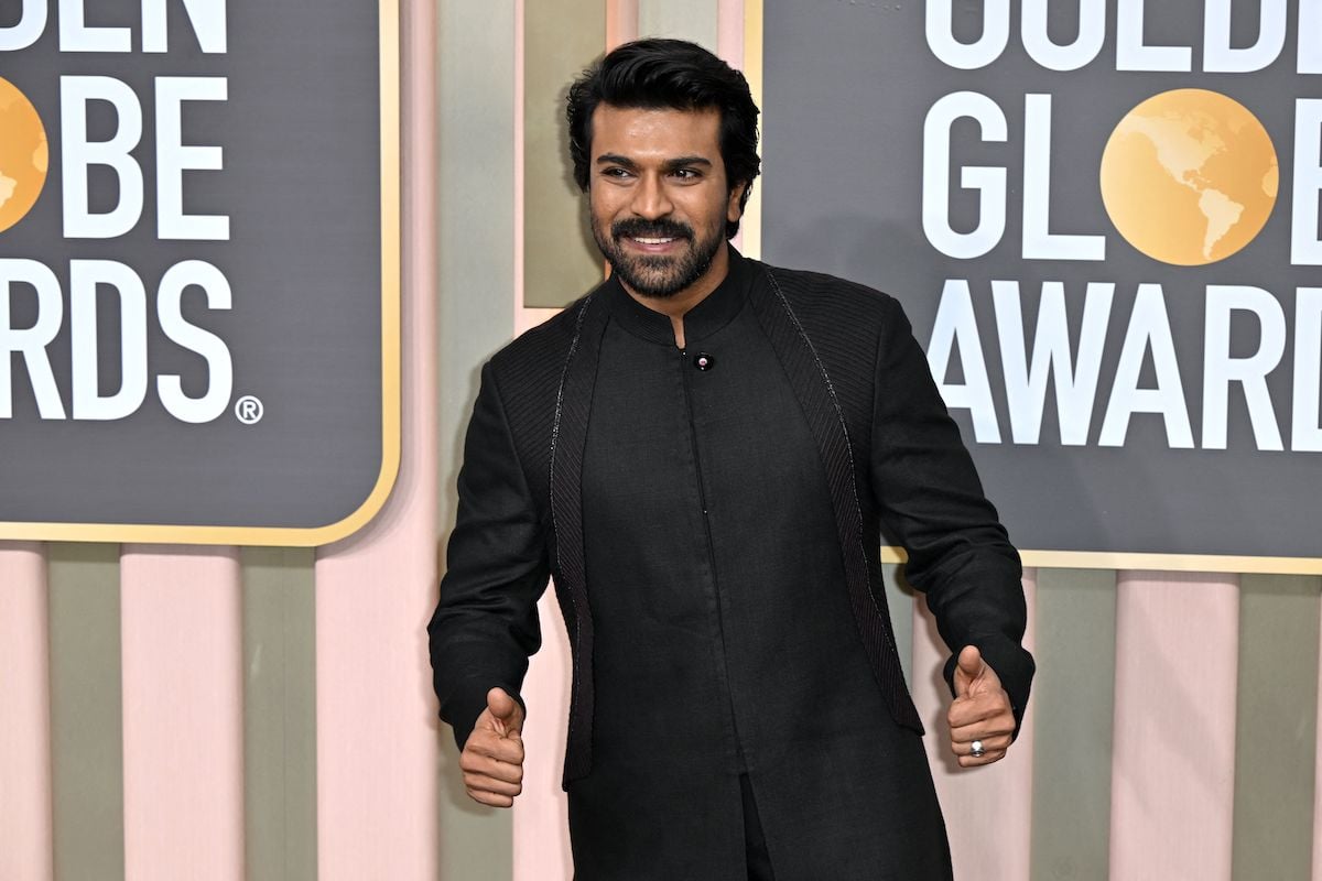 actor Ram Charan poses for photos at for the 80th annual Golden Globe Awards