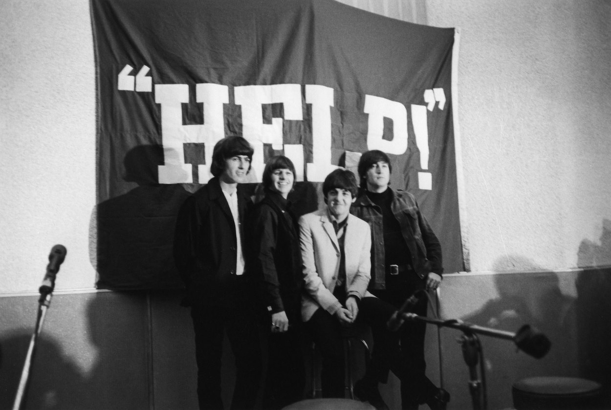 The Beatles George Harrison (from left), Ringo Starr, Paul McCartney, and John Lennon promote the 'Help!' soundtrack album at am August 1965 press conference in Los Angeles.
