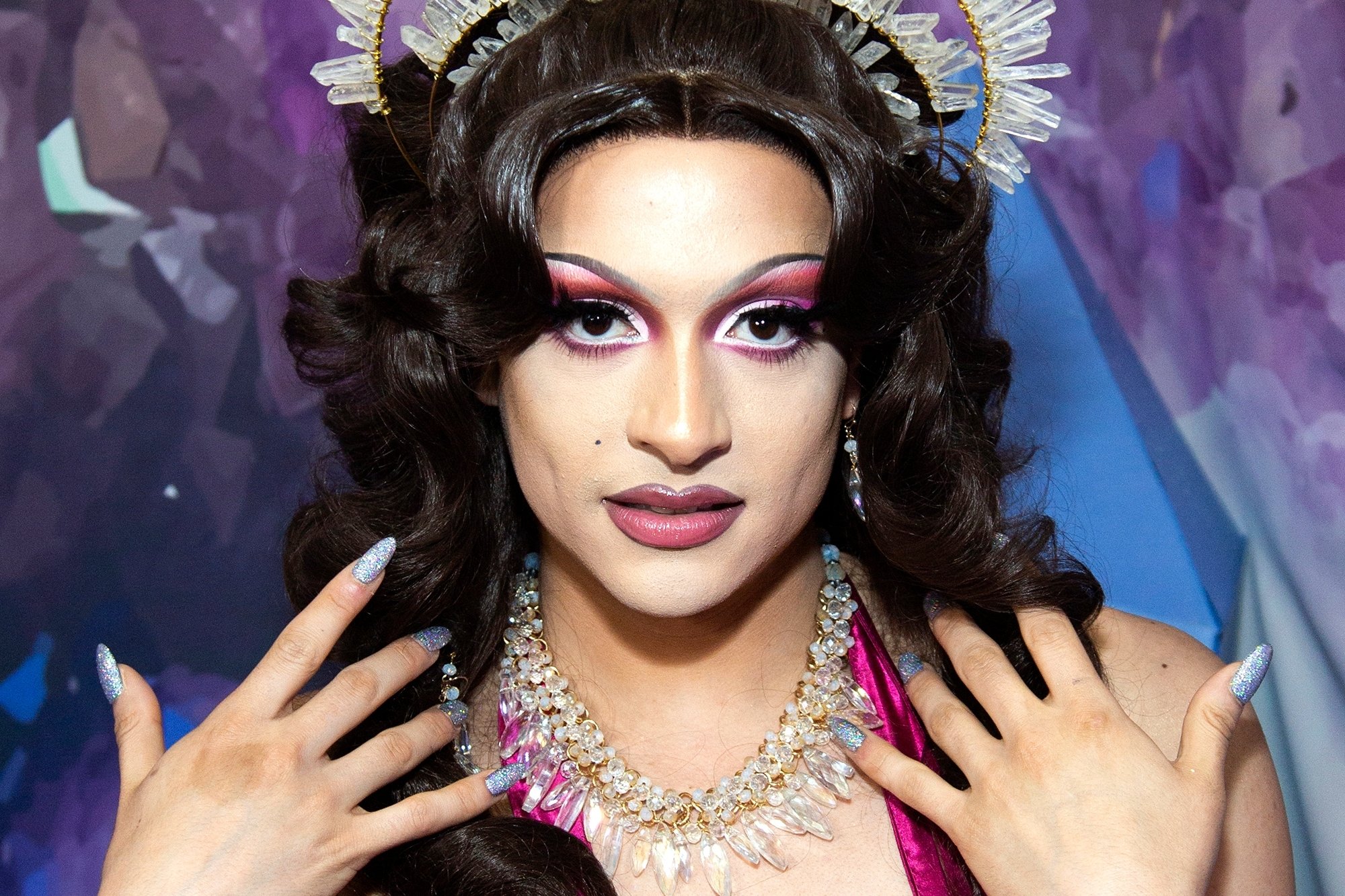 'RuPaul's Drag Race' Season 13 Denali with her hands resting on her shoulders