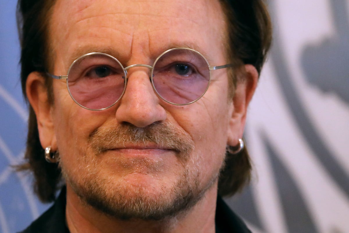 The musician and social activist Bono at a 2020 United Nations event