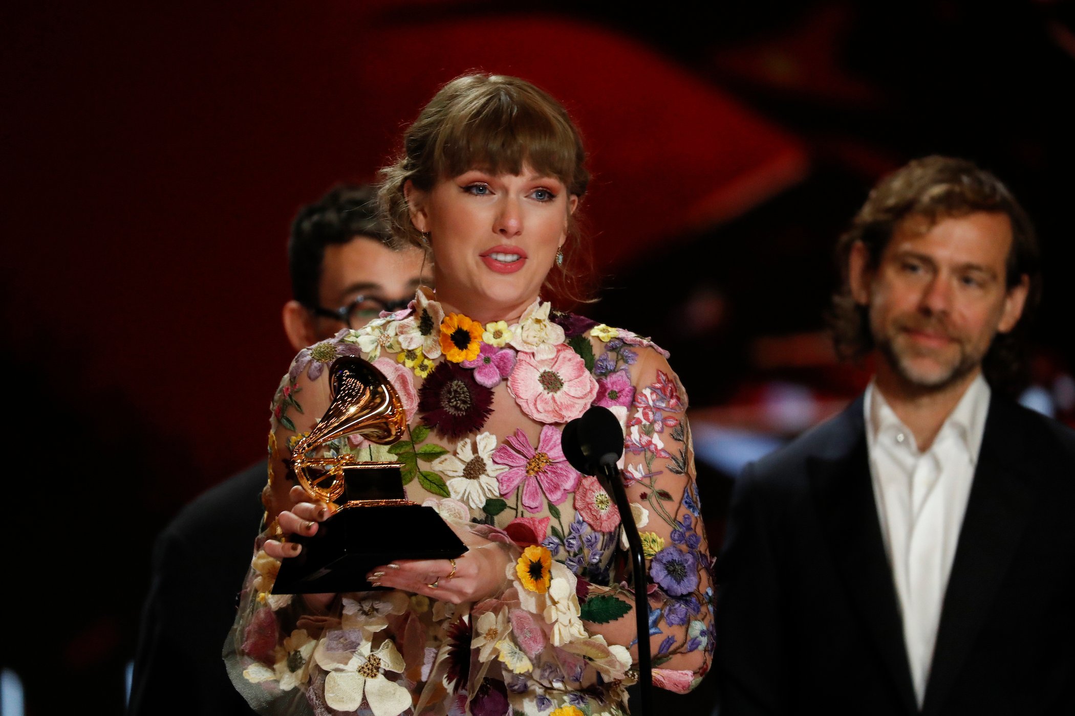 Taylor Swift wins the award for Album of the Year at The 63rd Annual Grammy Awards, broadcast live from the STAPLES Center