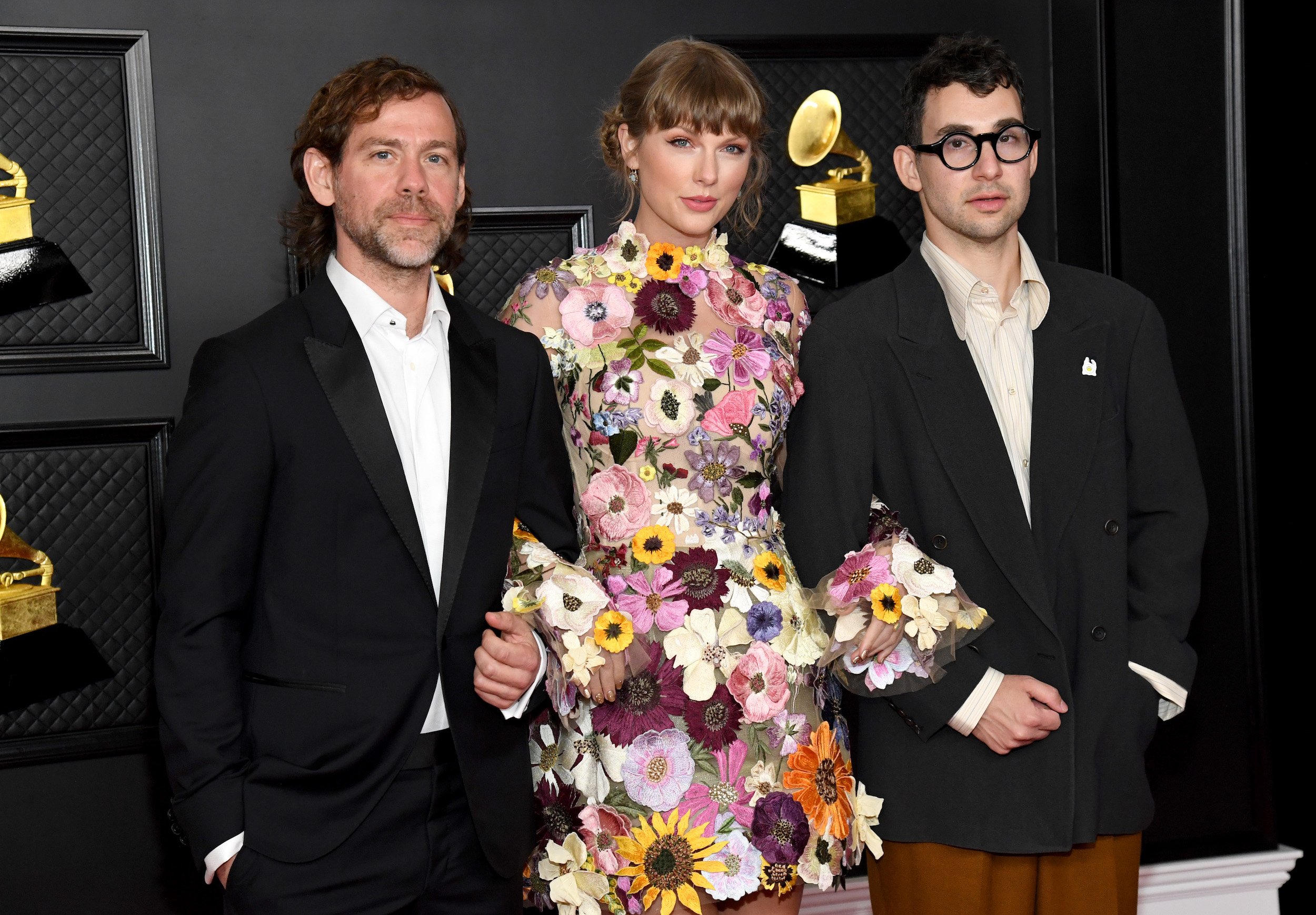 Aaron Dessner, Taylor Swift, and Jack Antonoff attend the 63rd Annual Grammy Awards in Los Angeles, California
