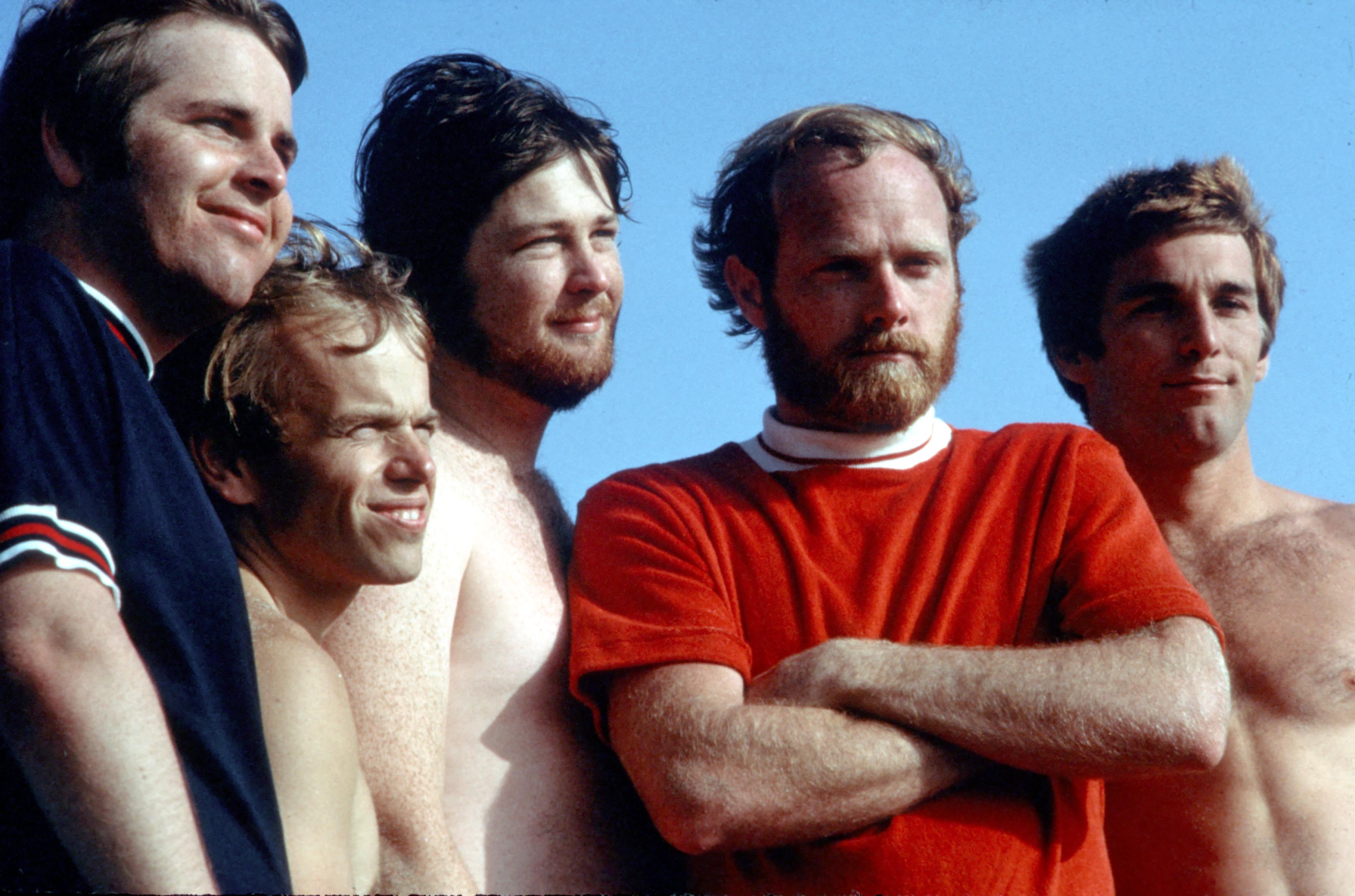 Rock and roll band The Beach Boys pose for a portrait (Brian Wilson, Mike Love, Carl Wilson, Dennis Wilson, Al Jardine)
