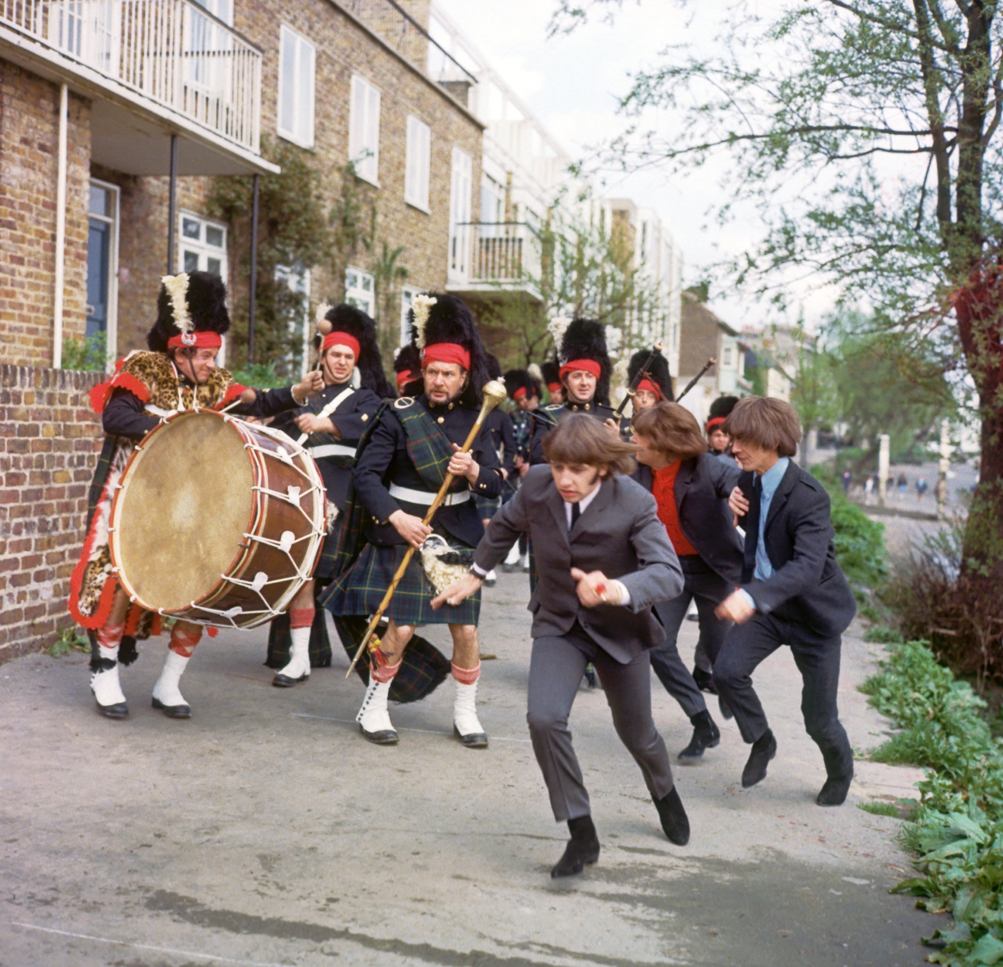 The Beatles Ringo Starr, John Lennon and George Harrison in a scene from their second movie 'HELP!' |