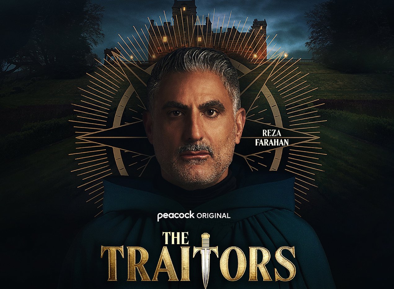 Reza Farahan wears a robe on 'The Traitors'.