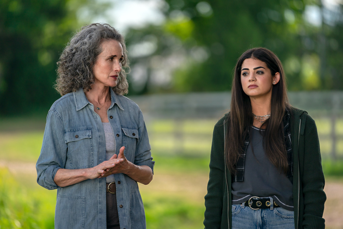 Andie MacDowell standing next to Sadie Laflamme-Snow in the new series 'The Way Home,' available to stream on Hallmark movies now