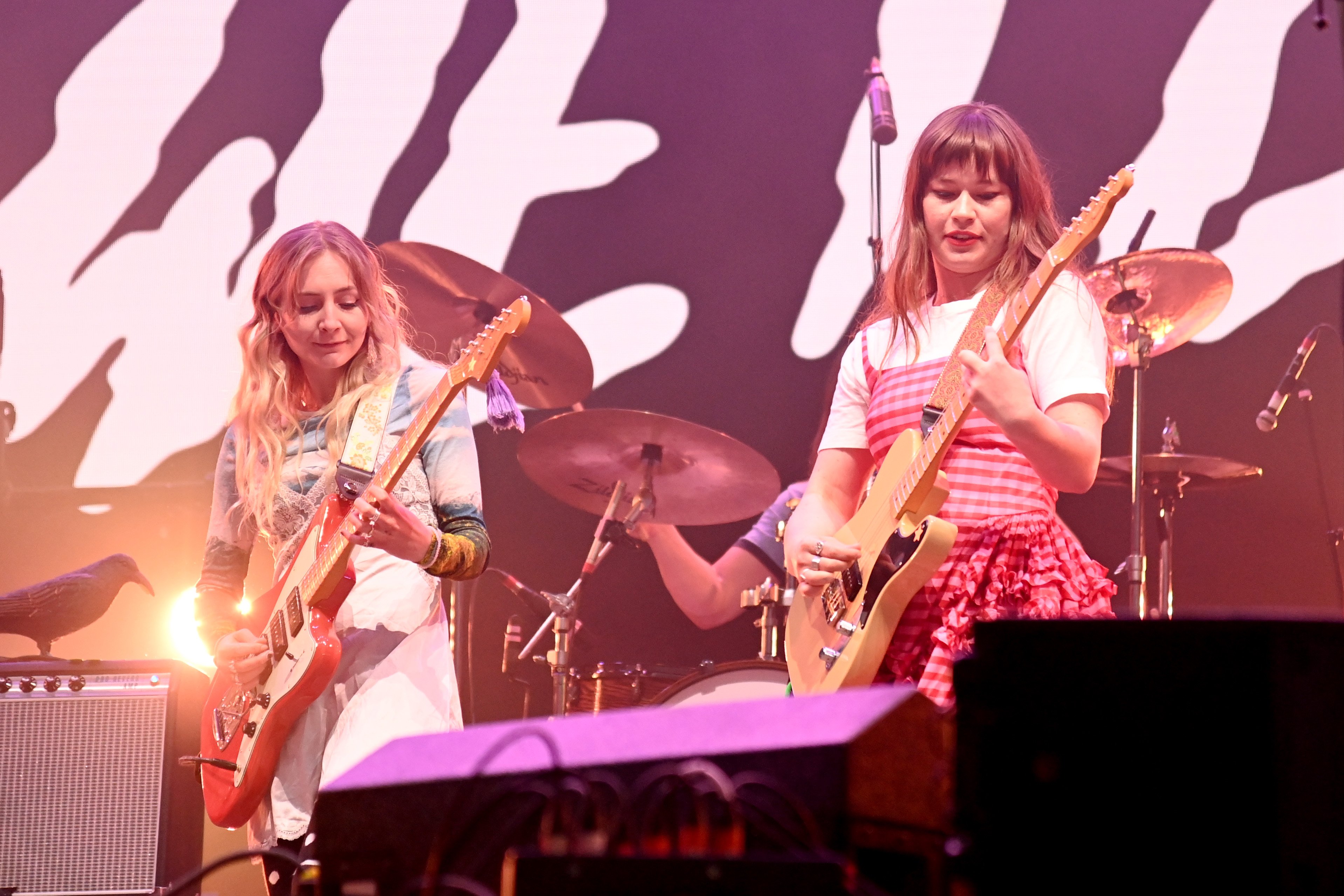 Hester Chambers and Rhian Teasdale of Wet Leg perform on stage during Radio 1's Big Weekend 2022