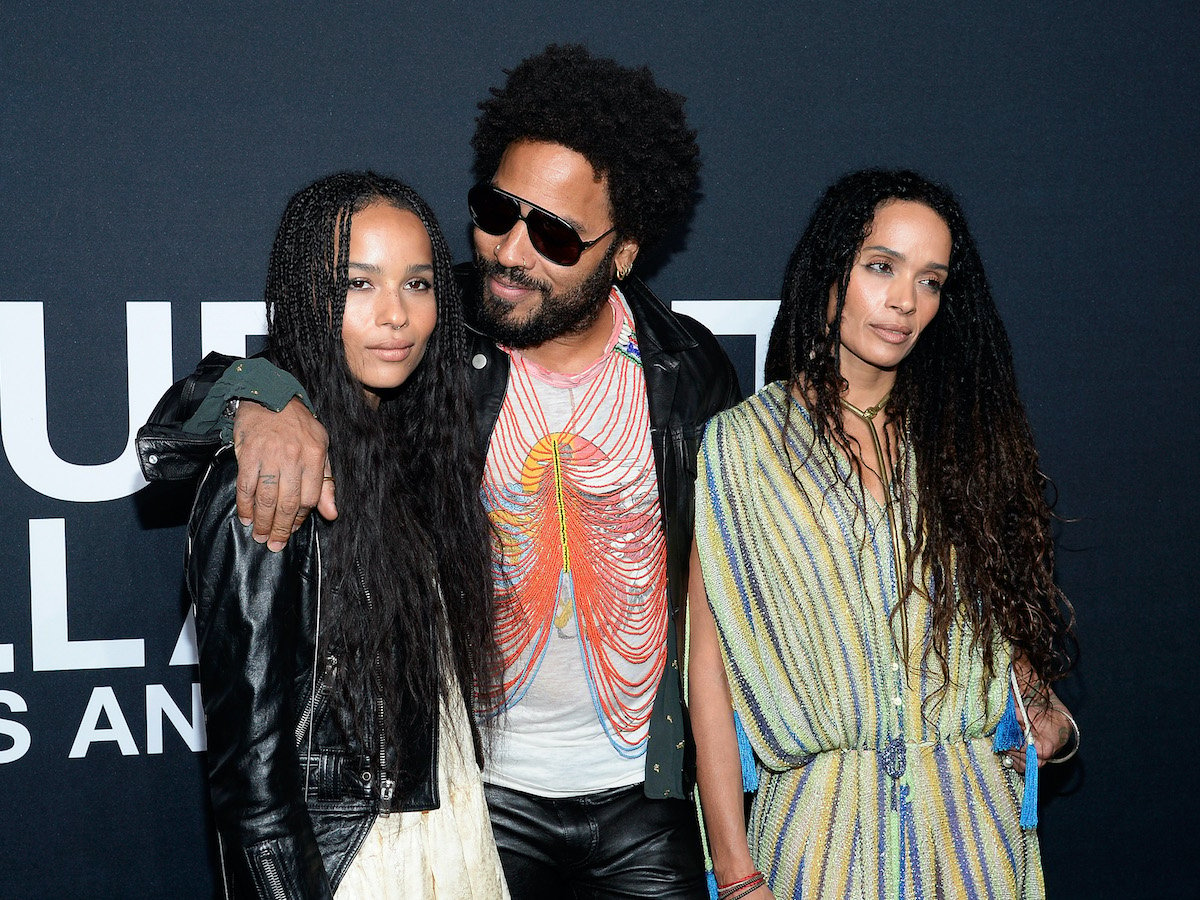 Zoë Kravitz and parents Lenny Kravitz and Lisa Bonet hug on the red carpet