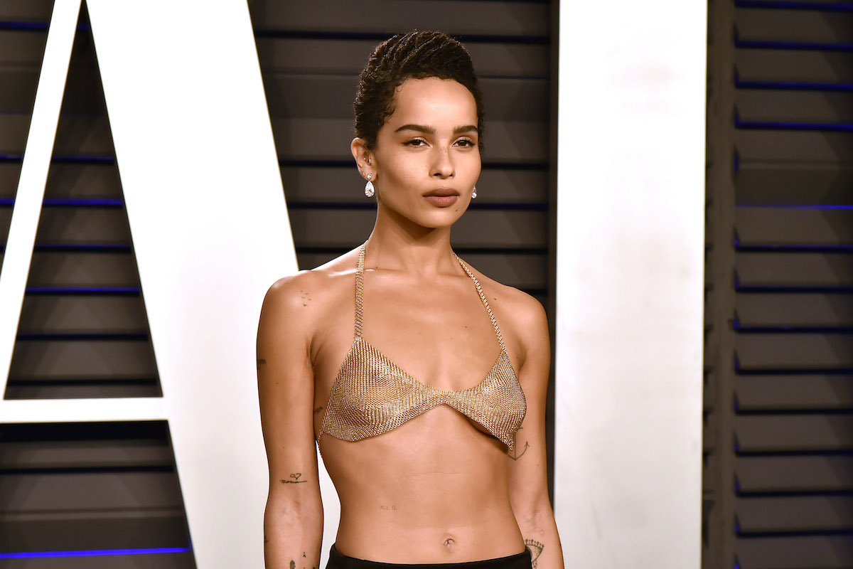 Zoë Kravitz wears a Tiffany gold bra to the Vanity Fair Oscars After Party