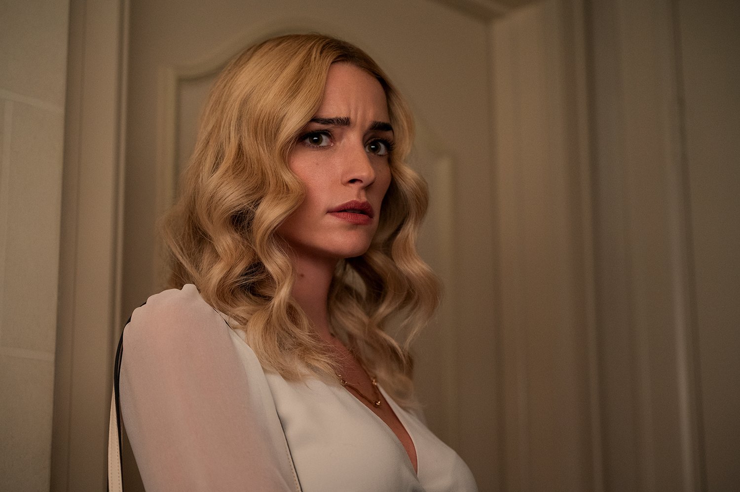 Ginny & Georgia Season 2: Brianne Howey as Georgia Miller with a horrified expression on her face.