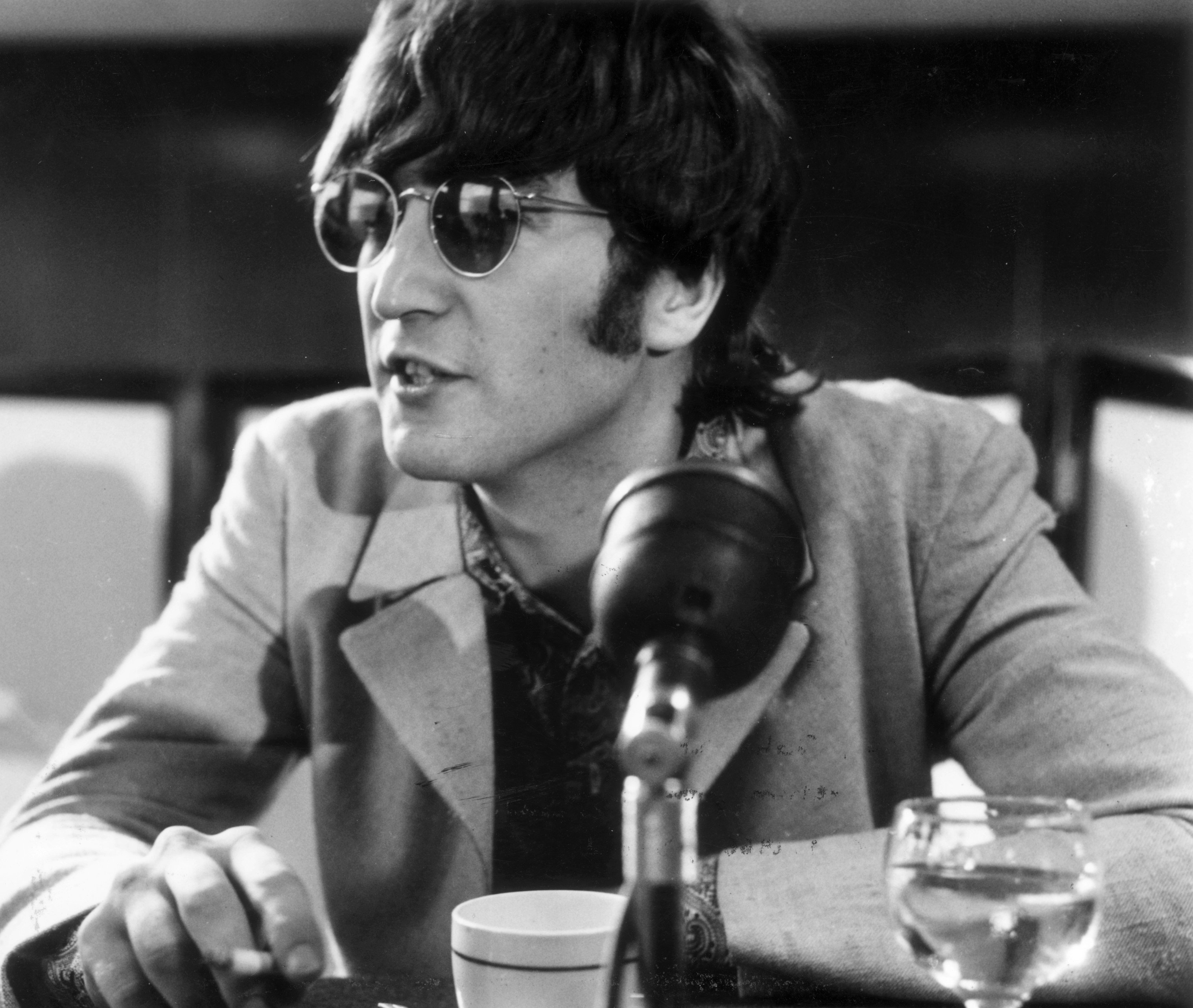 John Lennon in black-and-white