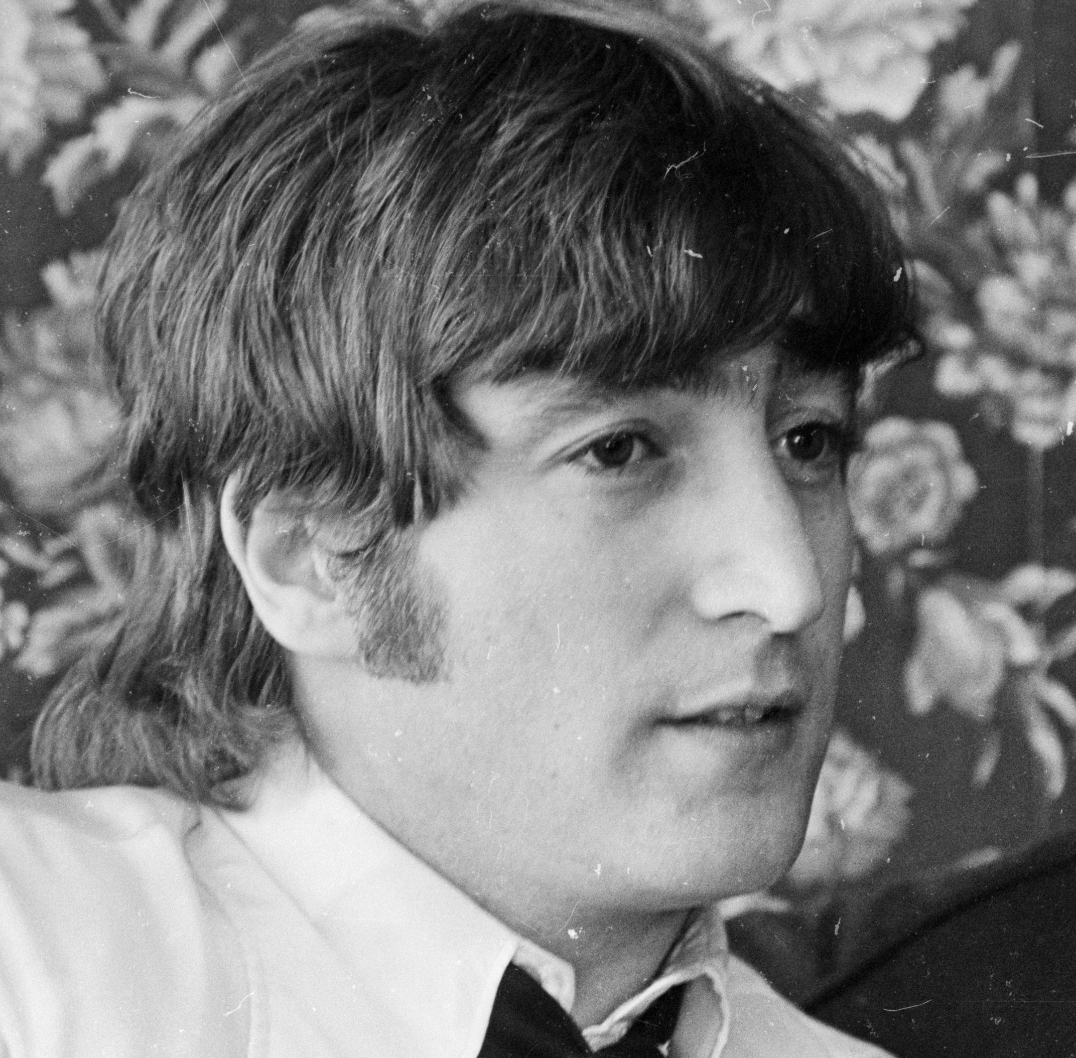 "Whatever Gets You Thru the Night" singer John Lennon in black-and-white