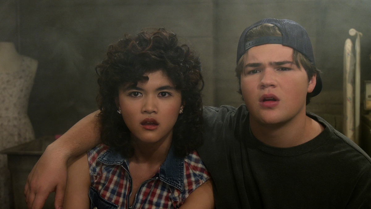Nikkie (Sam Morelos) and Nate (Maxwell Acee Donovan) in episode 2 of 'That '90s Show'