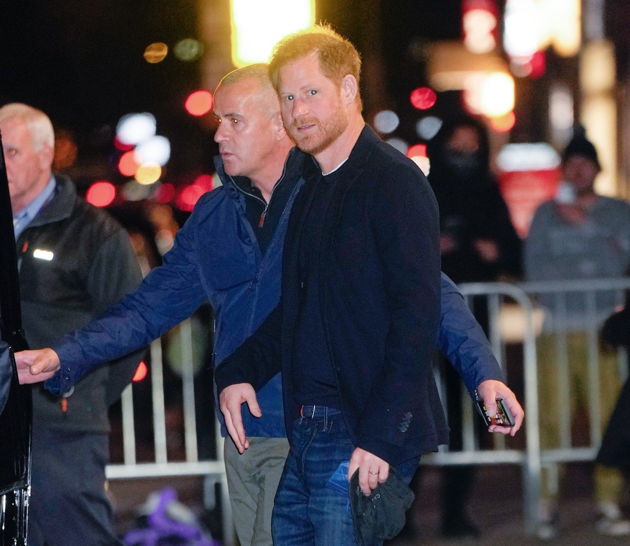 Prince Harry leaves the Late Show With Stephen Colbert.