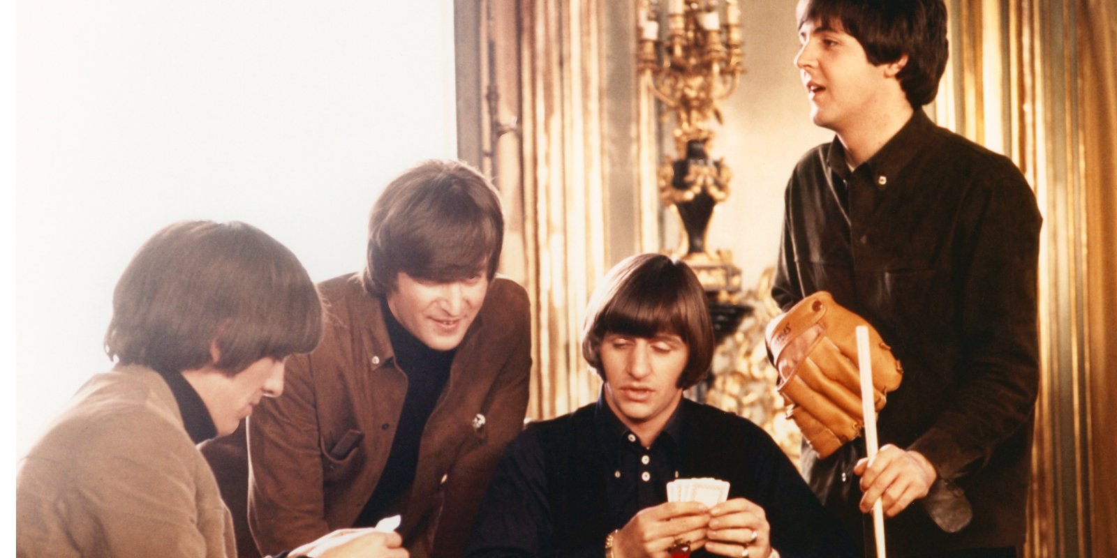 The Beatles on the set of the movie 'Help!'
