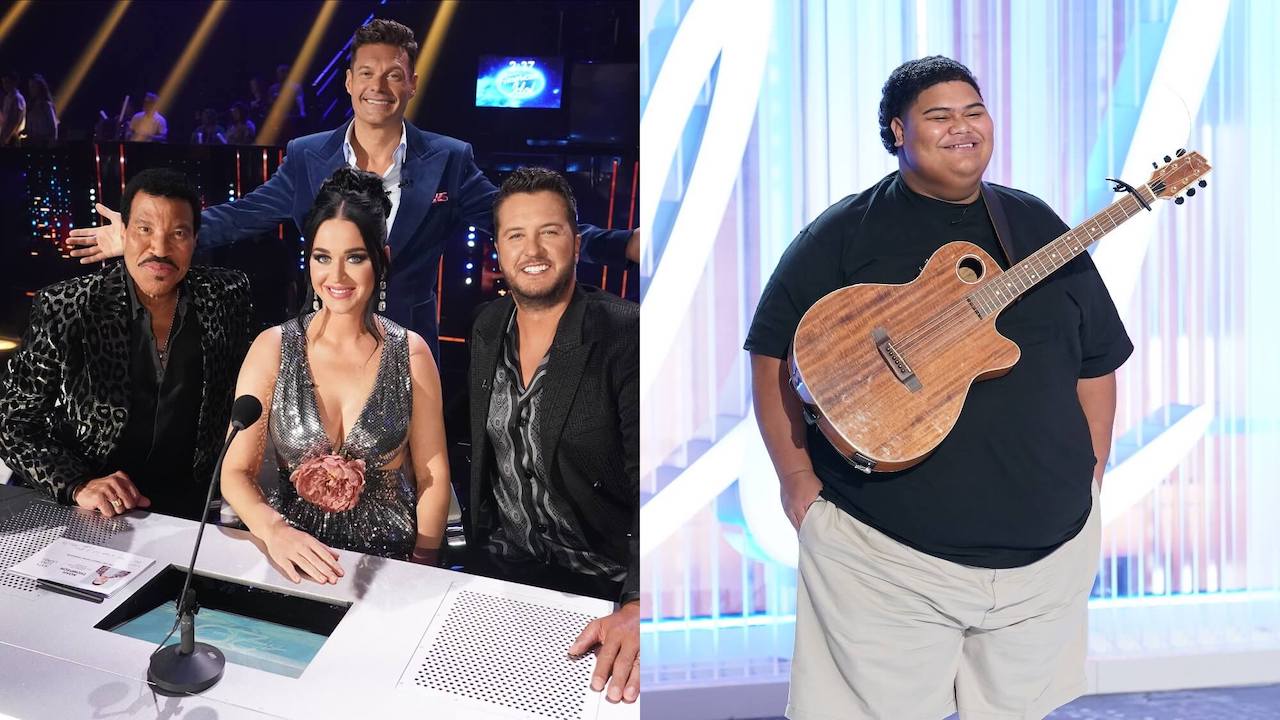 (L) Lionel Richie, Ryan Seacrest, Katy Perry, and Luke Bryan on season 20 of 'American Idol.' (R) Iam Tongi auditions for season 21 of 'American Idol.'