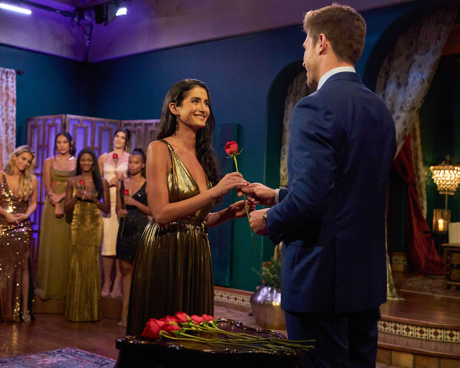 Ariel Frenkel receiving a rose from Zach Shallcross in 'The Bachelor' Season 27