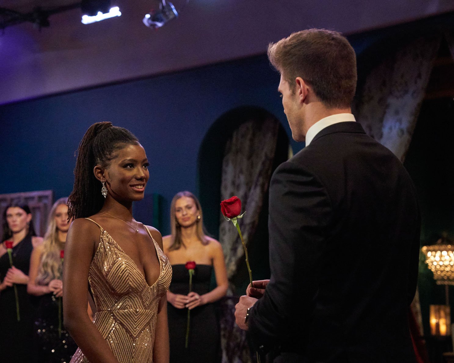 Brianna Thorbourne and Zach Shallcross at a rose ceremony in 'The Bachelor' Season 27