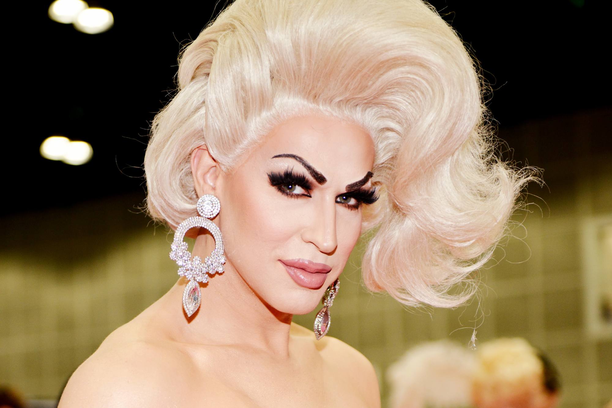 'Canada's Drag Race' Brooke Lynn Hytes with large earrings, looking into the camera