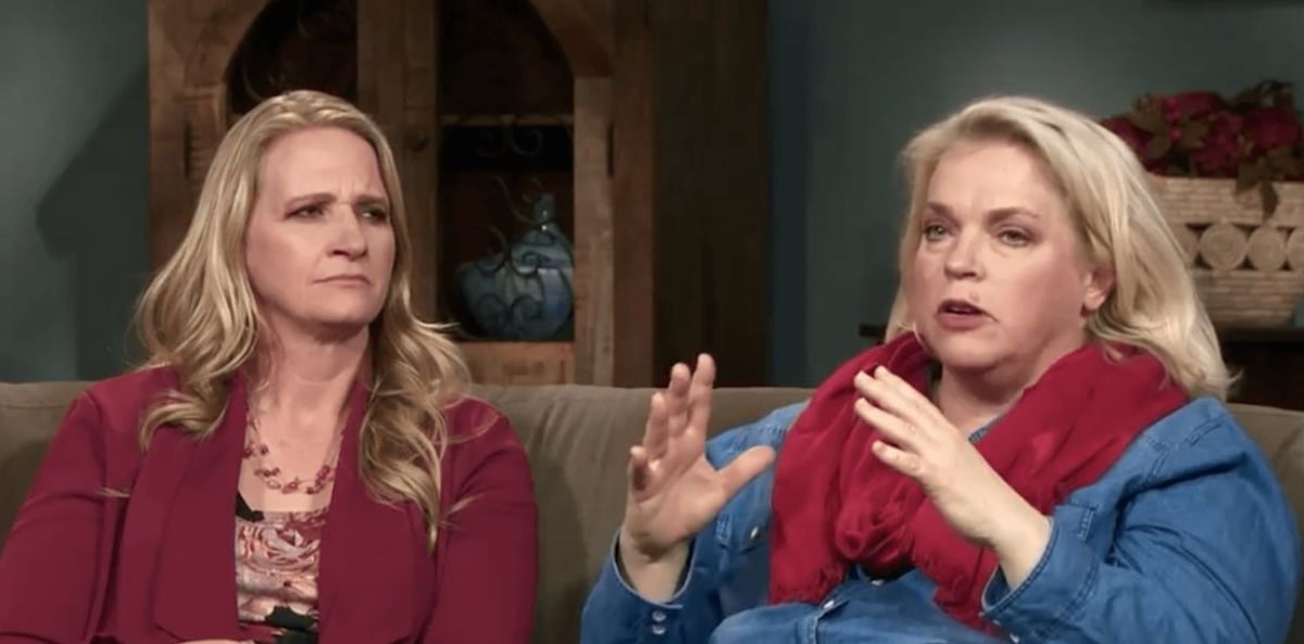Christine Brown and Janelle Brown sitting together in an interview on 'Sister Wives' for TLC.