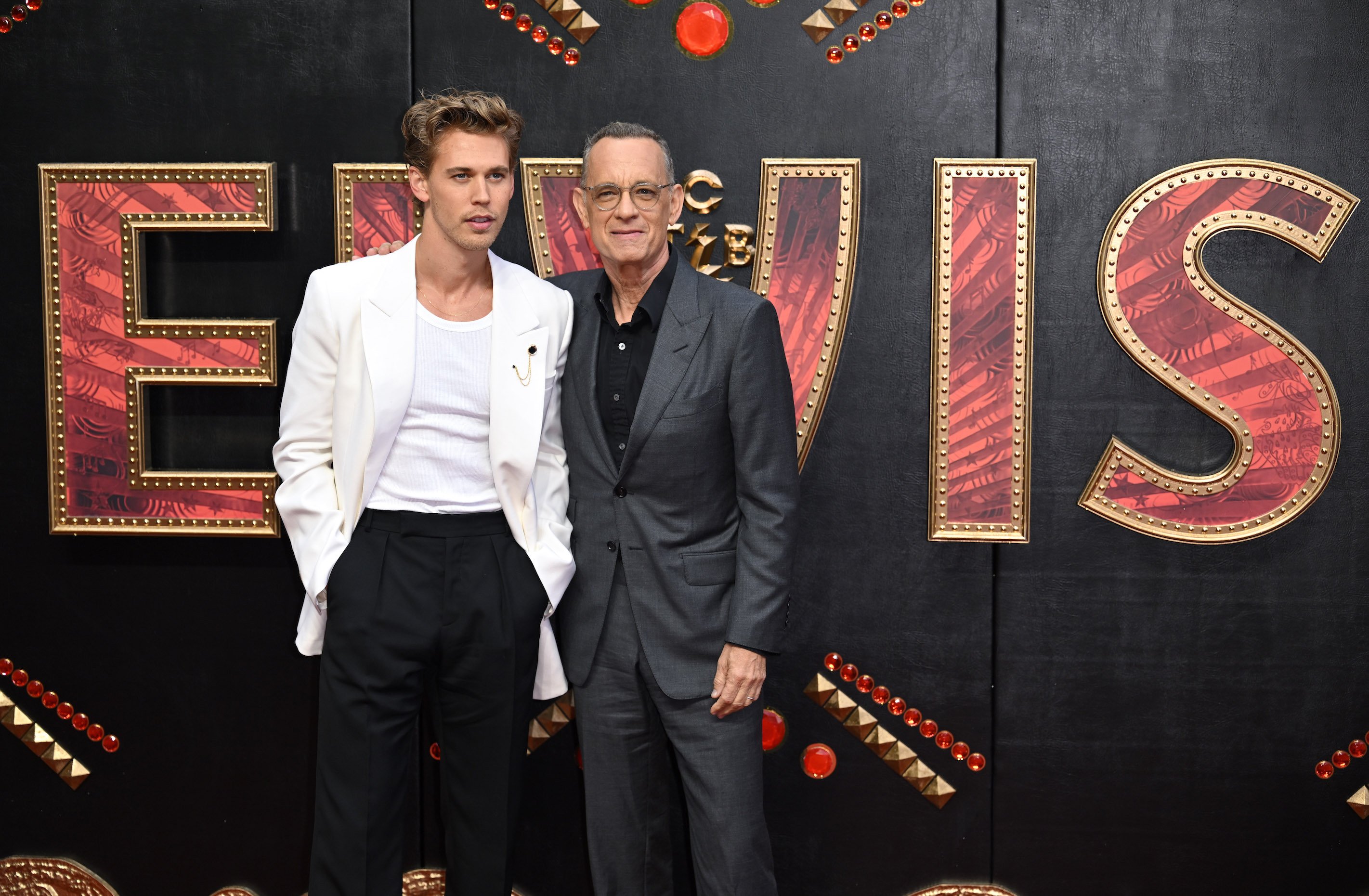 Austin Butler and Tom Hanks attend a U.K. special screening of the movie 'Elvis' in London, England