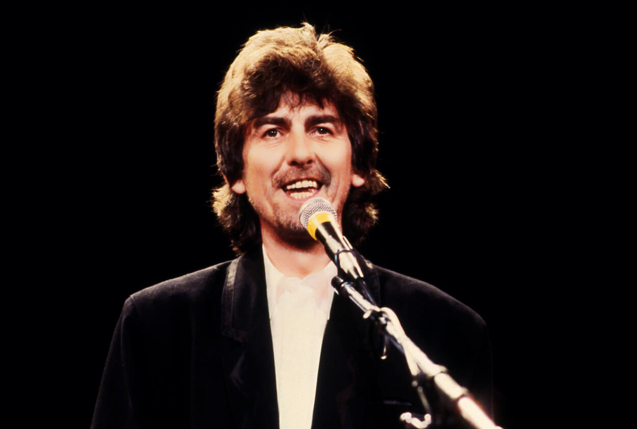 George Harrison attends The Beatles Rock & Roll Hall of Fame induction ceremony in 1988.
