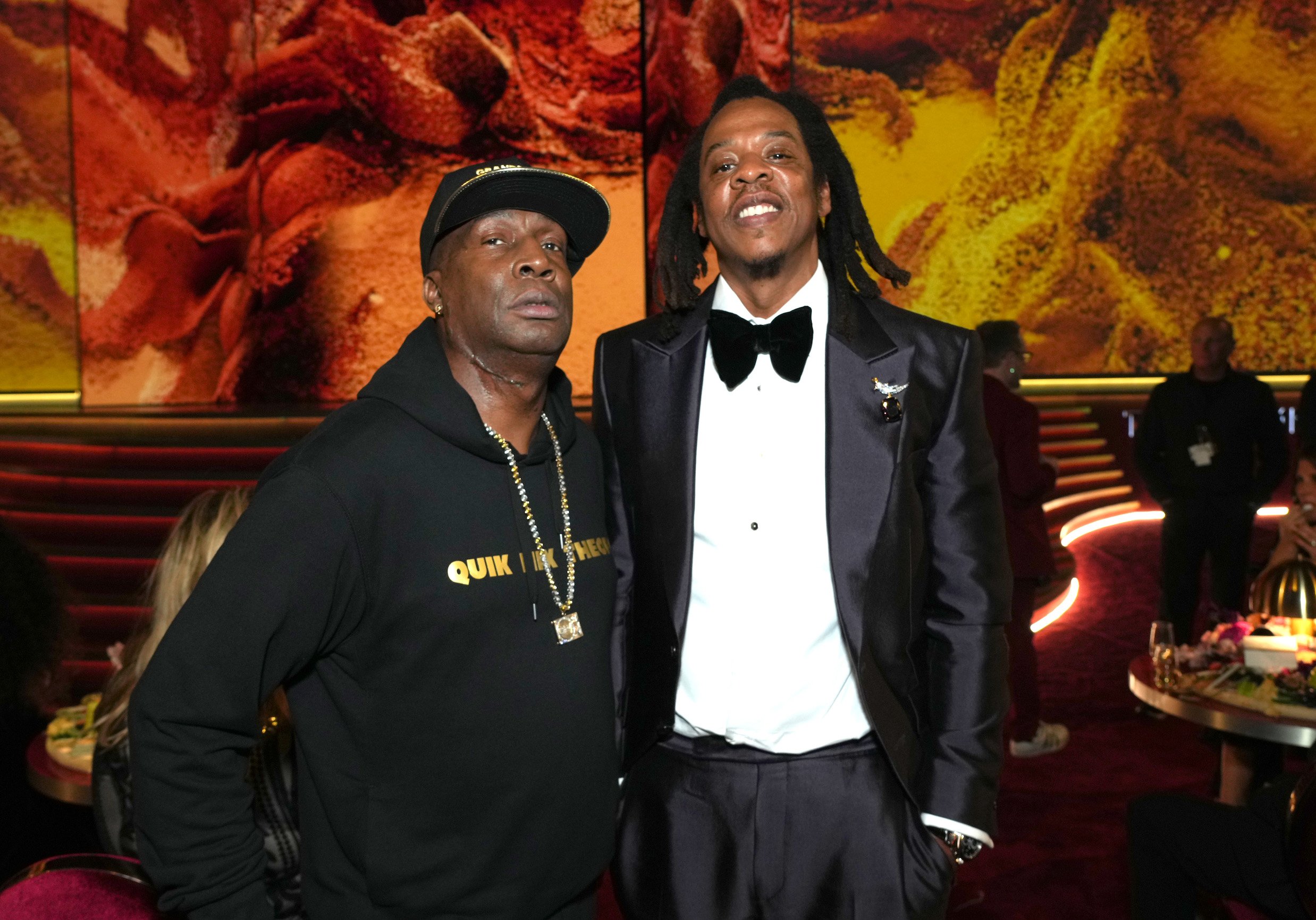 Grandmaster Flash and Jay-Z attend the 65th Grammy Awards in Los Angeles, California