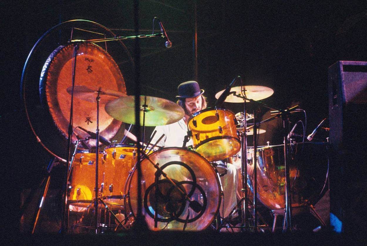 Led Zeppelin drummer John Bonham performs during a 1975 concert in the Netherlands.