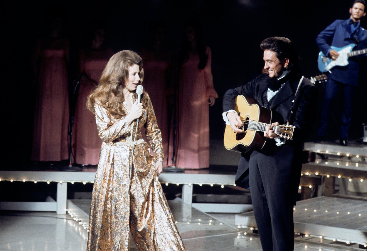 June Carter Cash (left) and Johnny Cash perform on 'The Johnny Cash Show" in 1969.
