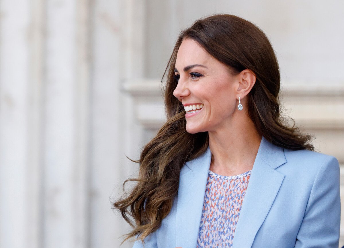 Kate Middleton now the Princess of Wales, then Catherine, Duchess of Cambridge departs after visiting the Fitzwilliam Museum during an official visit to Cambridgeshire on June 23, 2022 in Cambridge, England