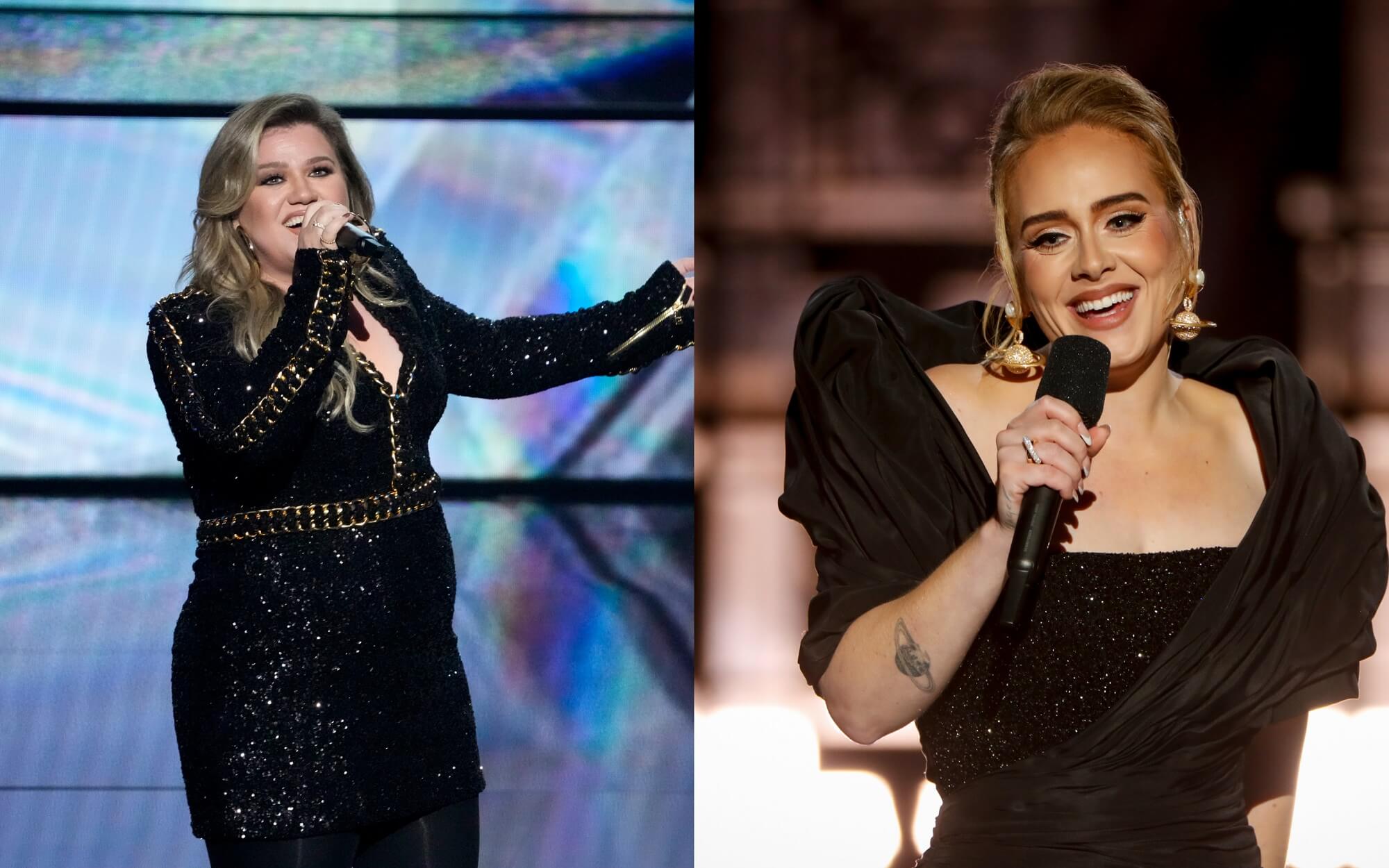 A joined photo of Kelly Clarkson and Adele