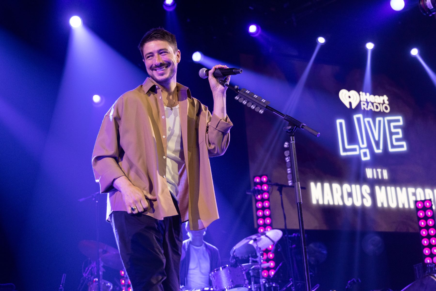 Marcus Mumford of Mumford & Sons performing at the iHeartRadio theatre in Burbank, California