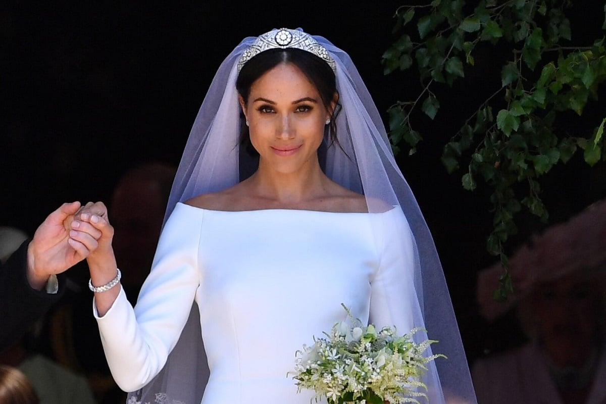 Meghan Markle as she leaves St. George's Chapel, Windsor Castle following wedding to Prince Harry