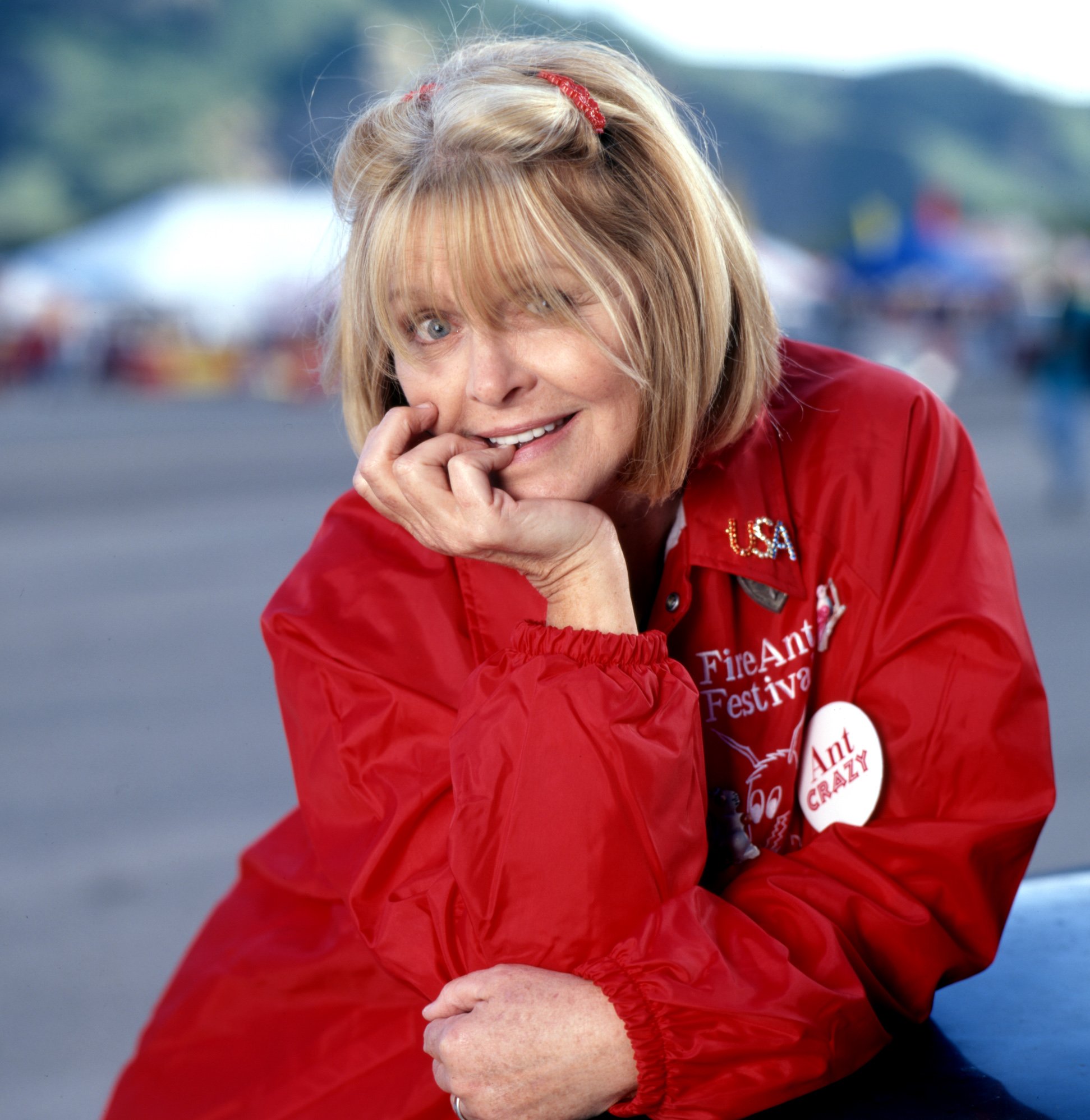 Melinda Dillon in a red jacket