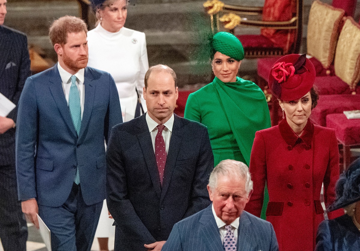 Members of the royal family as they leave Westminster Abbey after attending the annual Commonwealth Service in 2020