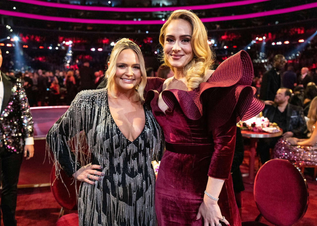 Miranda Lambert and Adele seen during the 65th GRAMMY Awards at Crypto.com Arena on February 05, 2023 in Los Angeles, California.