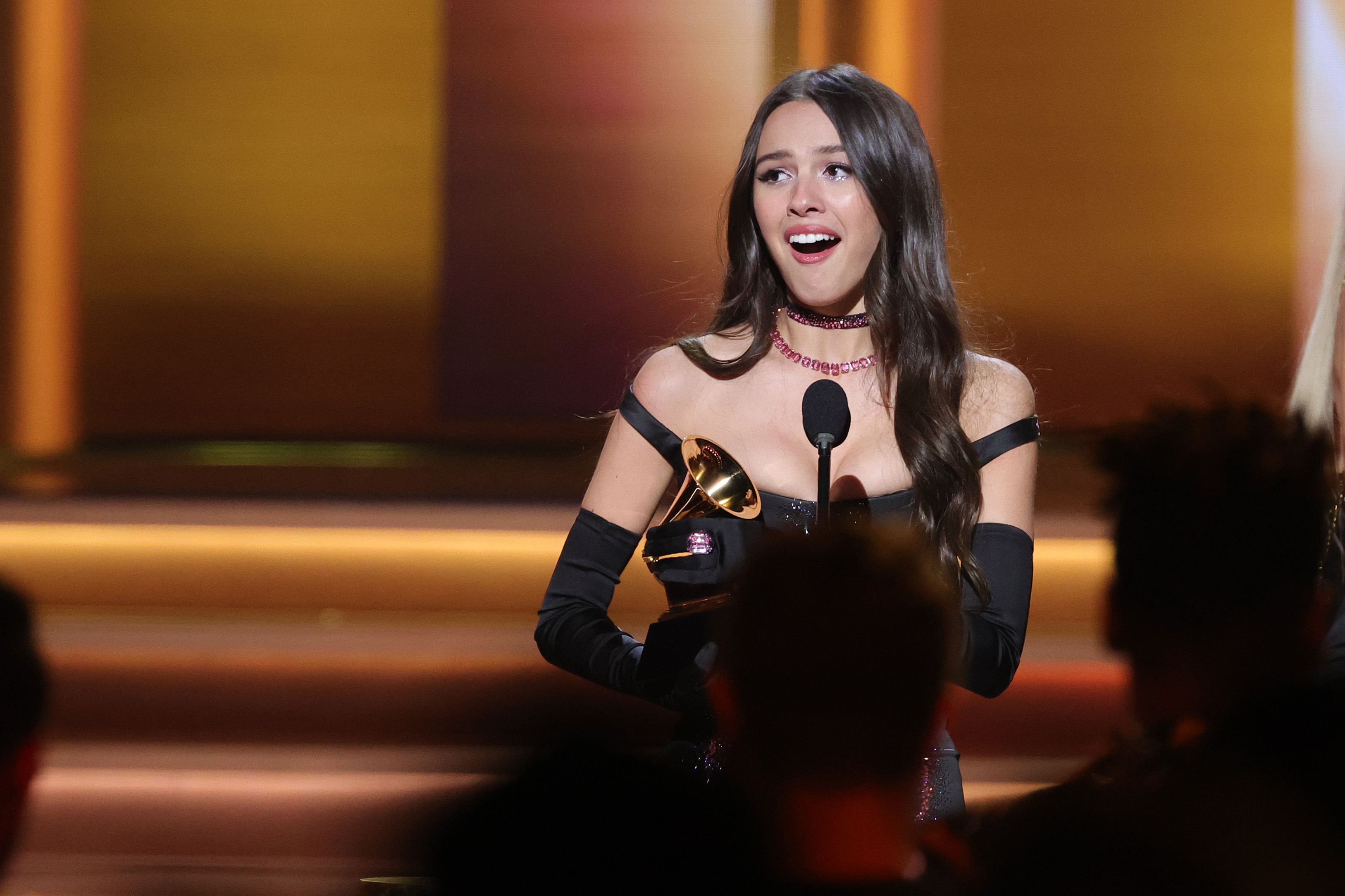 Olivia Rodrigo accepts the Best New Artist award onstage during the 64th Annual Grammy Awards