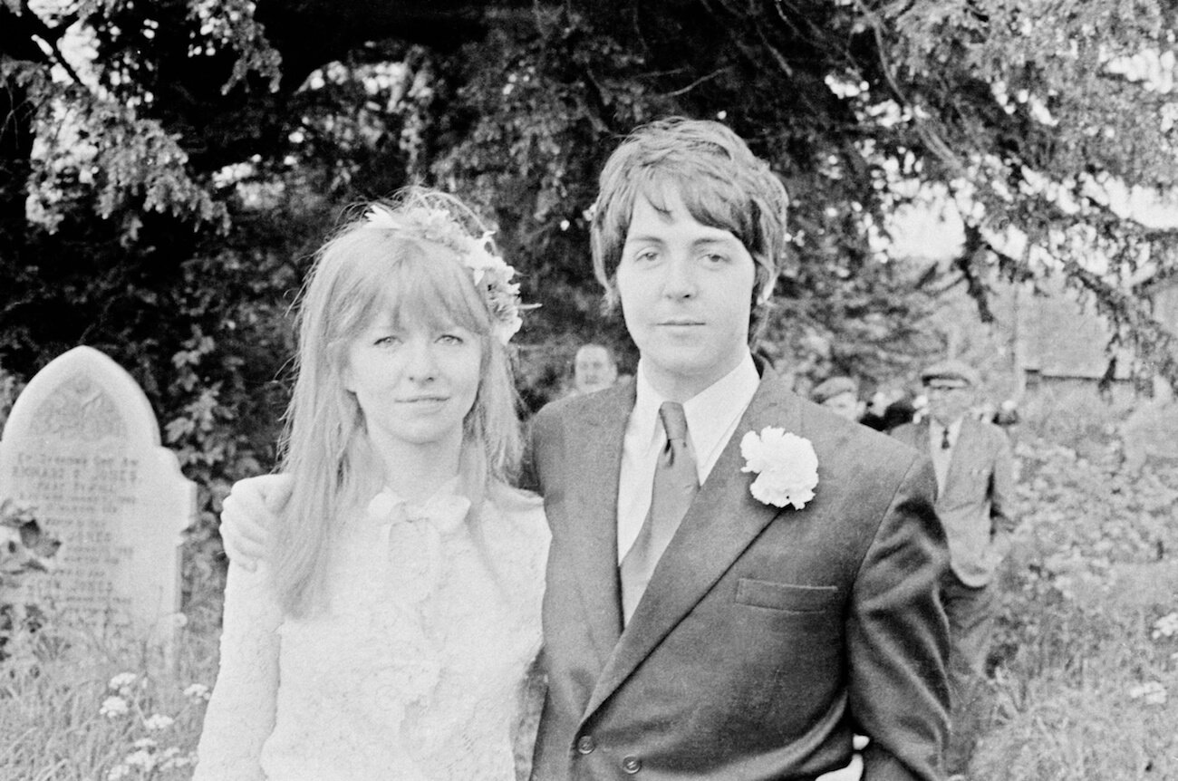 Paul McCartney with Jane Asher at Paul's brother's wedding in 1968.