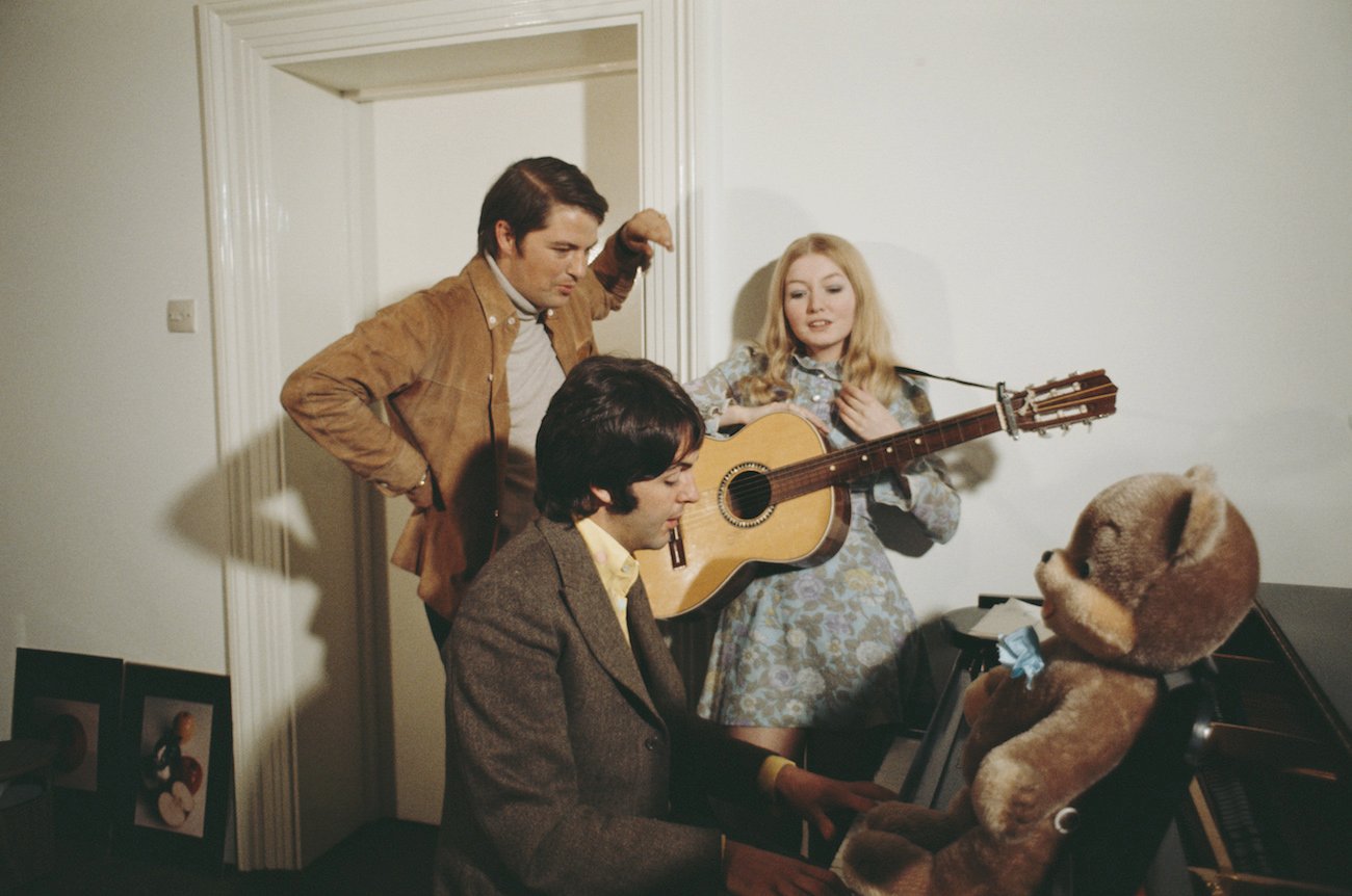 Paul McCartney and Mary Hopkin rehearsing in 1968.