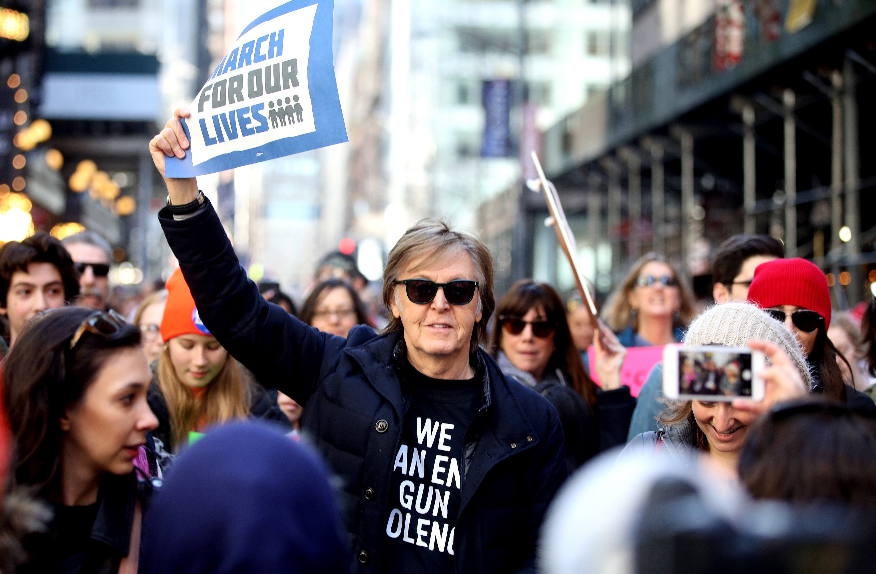 Paul McCartney attends the 'March For Our Lives" protest against gun violence in New York City