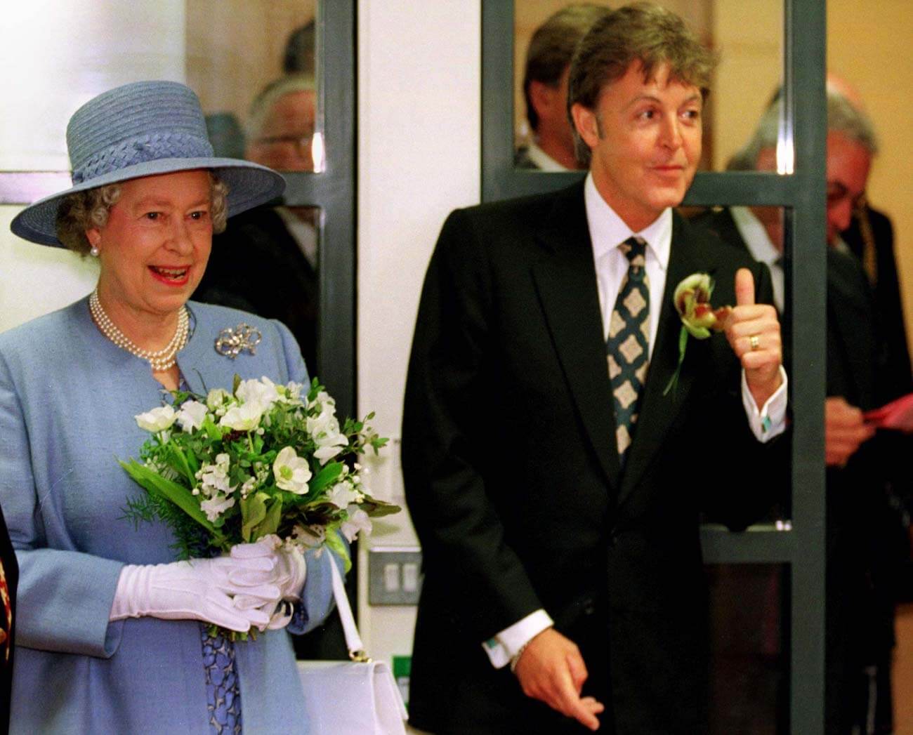 Paul McCartney and Queen Elizabeth II at the Liverpool Institute for Performing Arts.