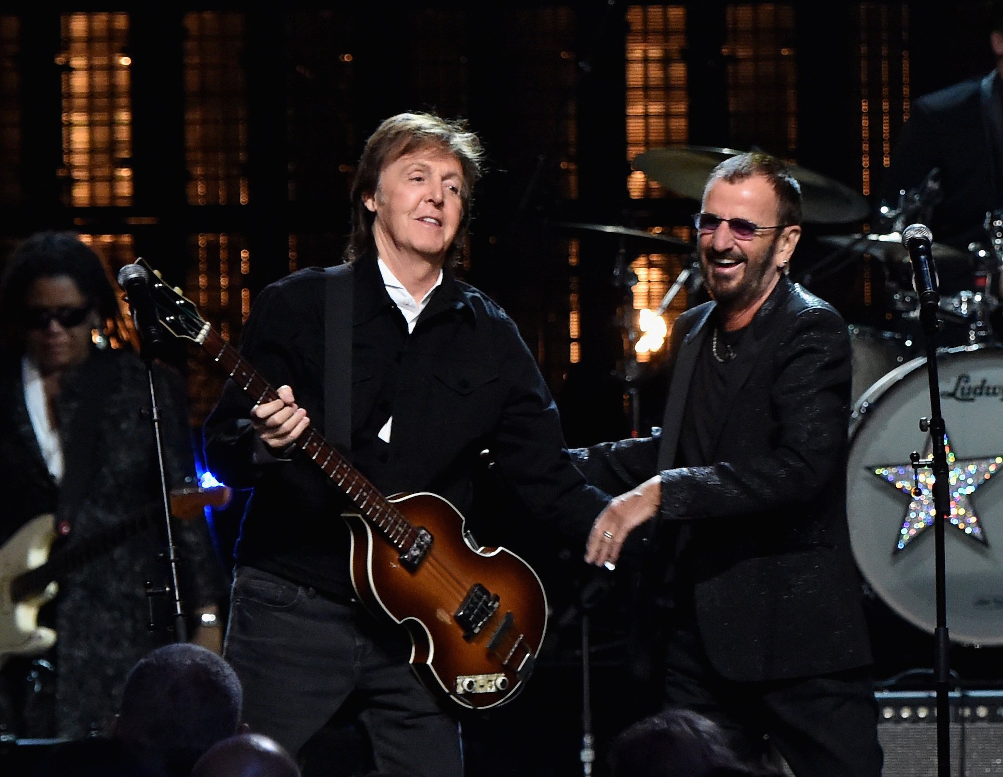 Paul McCartney and Ringo Starr perform during the 30th Annual Rock and Roll Hall of Fame Induction Ceremony