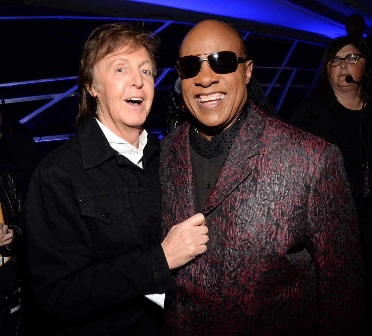 Paul McCartney and Stevie Wonder at the 2015 Rock & Roll Hall of Fame inductions.