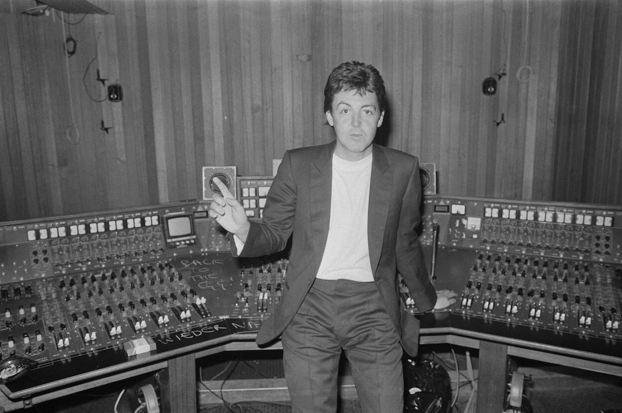 Pail McCartney stands near a recording console in 1979 around the time his band Wings released the album 'Back to the Egg.'