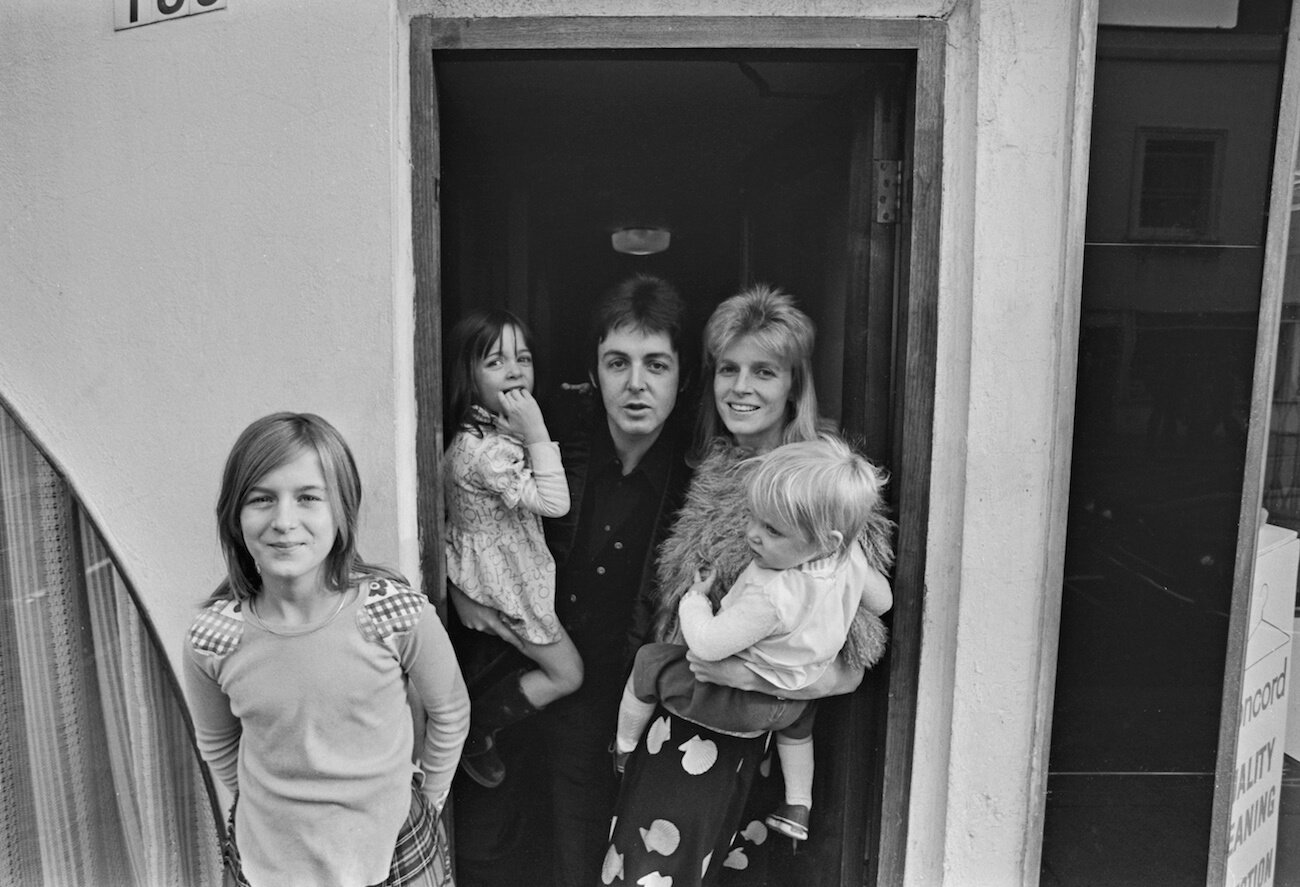 Paul McCartney, his wife Linda, and their children Mary, Stella, and Heather in 1973.